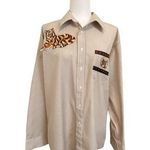 Vintage Infinity Fashion shirt Tiger Appliqué on front, breast pocket & on back Size L Photo 0