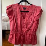 J.Crew  Women's Flutter Sleeve V-Neck Coral Top size LP Photo 0