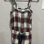 Aerie womens plaid ruffle flannel romper pajama size small Photo 0