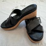 Cole Haan “Briella Grand Wedge” black leather sandals with cork sole size 6 Photo 0