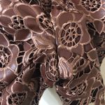 Anthropologie By Floral Faux Leather Lace Shorts in Cocoa Plum - Size 4 Photo 5