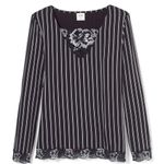 Soma Signature Lace Glorious Stripe Black White Sleep Day Event Top Sz S NWT Photo 2