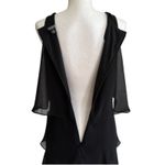 Slny  Dress Black Chiffon Beaded Neck Sleeveless Tiered Ruffle Cocktail 10 NEW Photo 5