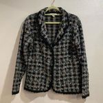 Dress Barn Black Lightweight Plaid Tweed Blazer Sz L Photo 0