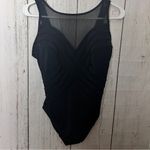 st. john's bay Black One Piece See Through & Pleated Stitch Design Swimsuit Sz 12 Photo 6