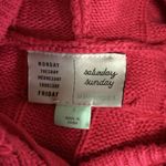 Anthropologie Red Cable Chunky Knit Pullover Hooded Sweater Jacket Top Size L Photo 3