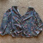 Lush Clothing Gingham Floral Blouse Photo 3