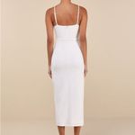 Lulus NWT  Always Turning Heads White Bustier Tulip Midi Dress Size Medium Photo 1