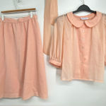 Blair‎ Woolverton Vintage 2 piece skirt and shirt Pastel Cotton Size 12 Orange Photo 0