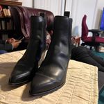 Michael Kors Black Leather Pointed Toe Chelsea Boots Western Style Block Heel Photo 4