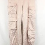 House Of CB NWT Daria Satin Straight Leg Cargo Trousers in Crystal Photo 5