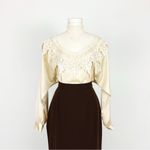 Vintage 90’s Sheer Satin Blouse with Lace in Cream | Size M Size M Photo 2