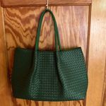Lulu Dharma Green Woven Leather Tote Bag | Oversized Boho Shoulder Bag Photo 6