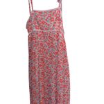 Pink Lily  Floral Maxi Dress Red Coral Blue Green Strappy Back Cutout Size Large Photo 1