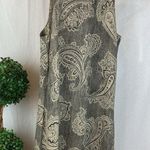 Jones New York 100% Silk Gray & Tan Paisley Print Sleeveless Maxi Dress 8 Photo 1