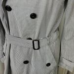 Gap  Women’s Blue Pinstriped Double Breasted Trench Coat Medium Belted Classic Photo 4
