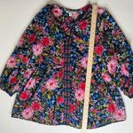 Pioneer Woman Embroidered‎ Floral Tunic Top Medium Multicolor Peasant Boho Chic Blue Photo 6