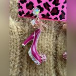 Betsey Johnson New  Pink Heels Drop Earrings Bow Crystal Y2K Glam Photo 2