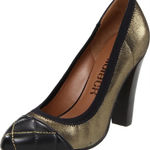 Daniblack Women's Reese Pump Elegant Antique Gold Black Quilted Heels Cap Toe 6 Photo 0