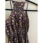 Mossimo Floral Smocked Waist Dress Womens XS Tie Front Sleeveless Black Photo 9
