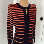 Misook  Navy/Orange Striped Cardigan Photo 3