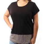 Maison Jules Black Short Sleeve Scoop Neck Top Photo 0