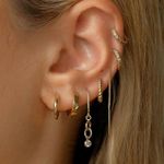 6 Pairs Small Gold Hoop Huggie Earrings for Women Trendy, Dainty 14K Gold Plated Hoop Earrings Set, Twisted Bead Hoop Earrings Lightweight Hypoallergenic Cartilage Earring for Girls Jewelry Photo 5