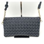 Sole Society Woven Flap Crossbody Bag Clutch Navy Blue Boho Minimalist Neutral Photo 2