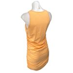 Aritzia TNA Women's Orange Ruched Tie Sleeveless Cami Mini Bodycon Tank Dress L Photo 1