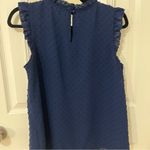 J.Crew  Sleeveless Navy Ruffle Neck Blouse Photo 4