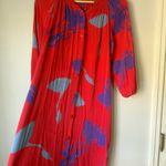 Tucker Disco in Red Sea Silk Ruched Abstract Button Up Shirt Dress Size M Size M Photo 2