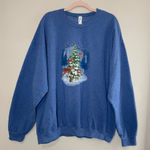Jerzees ❄️3/$18 NWOT Blue Screen Print Holiday Sweatshirt, 2XL Photo 0