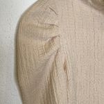 Free People Cream Crepe Mock Neck Puff Sleeve Blouse Lightweight Stretch EUC SzS Photo 1