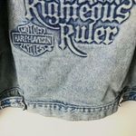 Harley Davidson 90s Vintage Motorcycles Womens 2XL XXL Blue Denim Jacket Eagle Photo 12