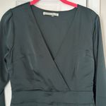 Abercrombie & Fitch Women's  Satin Green Dress Long Sleeves Holiday Size Small Photo 1