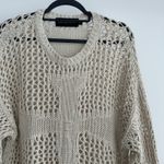 Racer Worldwide Cross Net Sweater Womens Medium Beige Cream Crochet Open Knit Photo 3