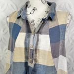 Yuvita Chambray Sleeveless Pintuck Plaid Linen Dress Lagenlook Blue Size S $148 Photo 6