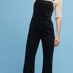 Anthropologie  Pilcro and The Letterpress Velvet Overalls Black Size 26 Petite Photo 0