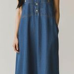 Territory by Sportables Vintage Denim Maxi Dress Button Front Pockets Size S Blue Photo 0