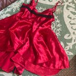 Victoria's Secret Victoria Secrets Gold Label Red/ Black Satin Lace Slip Dress Size Medium Photo 5