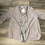 3/4 sleeve blazer w/sequin sleeves, flap pockets, holiday Size L Photo 4
