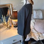 Gap  pointelle gray knit cotton blend swoop neck button down top thermal L Photo 4