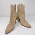 Sam Edelman  Boots Beige Leather Agnes Stacked Heel Ankle Bootie Western US 10 M Photo 2