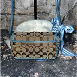 Coach Y2K VTG # 6686 RARE COLOR GLACIER blue/Monogram Canvas SLV crossbody GUC Photo 1