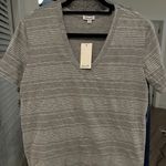 Splendid NWT  Kate Heather Grey Striped Short Sleeve V-Neck Tee - XS Photo 3