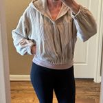 Altar'd State Cropped Corduroy Hooded Jacket Zipper Front Light Tan Beige Medium Photo 4