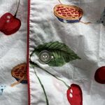 Nick & Nora  Nightshirt S/M White Cherry Print‎ Cotton Button Front Sleep Shirt Photo 4