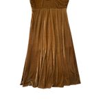Line Dot Brown Velvet Ruffle Midi Dress Winter Feminine Cocktail Holiday S Photo 3
