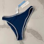 Cupshe  NWT Cheeky Bikini Bottoms Crochet Trim Womens Medium Blue Bohemian Summer Photo 1
