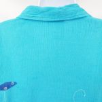 Play Alegre Womens Linen Blend Top iz Small Hand Painted Button Grannycore Boho Blue Photo 5